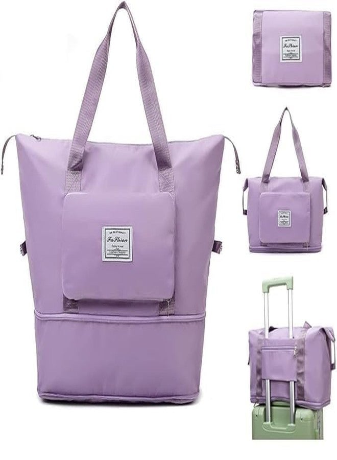 REENTA Waterproof Expandable Travel Duffel Bag - Lightweight, Foldable Weekender Tote for Women - Large Capacity for Travel & Gym (Purple) - Image 1